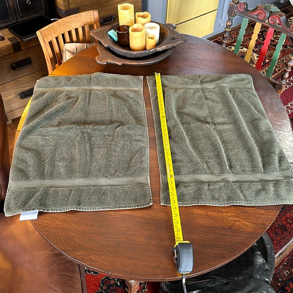 2 Restoration Hardware, gorgeous Forrest green, hand towel bundle. 19” x 28”.